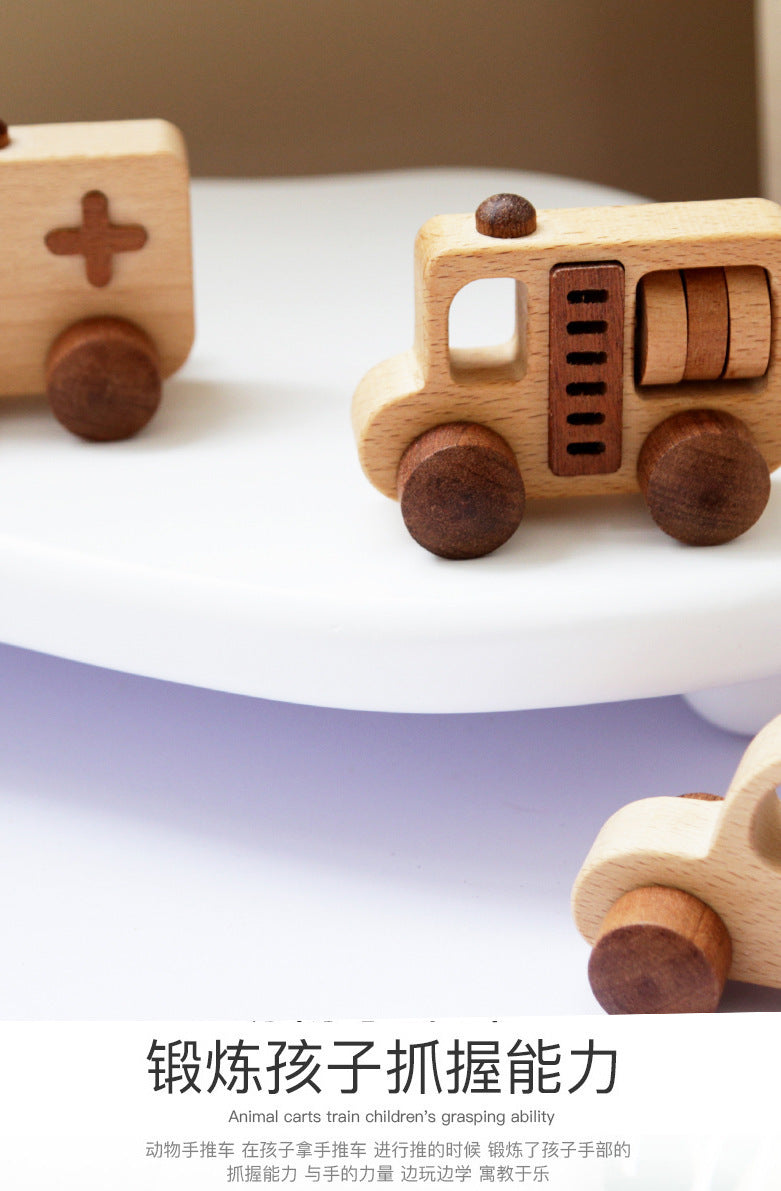 Natural wooden rescue vehicle and transportation set detail image 19
