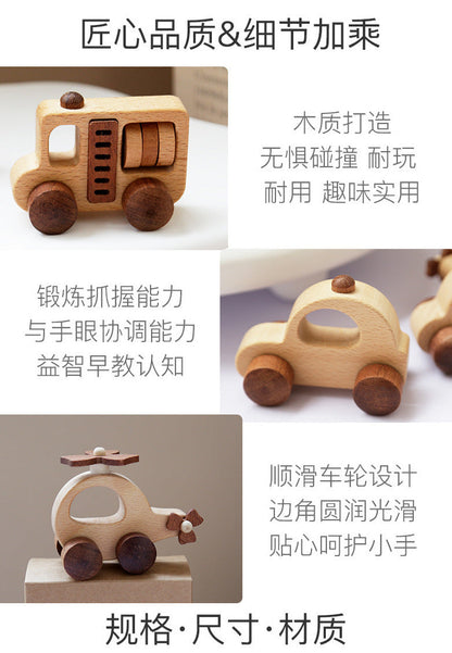 Natural wooden rescue vehicle and transportation set detail image 27