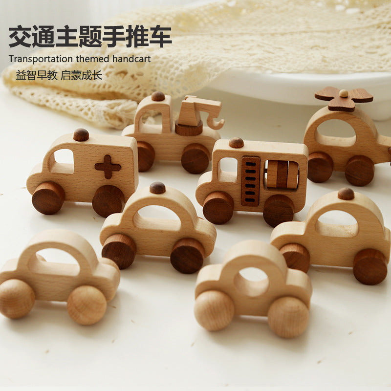 Natural wooden rescue vehicle and transportation set detail image 32