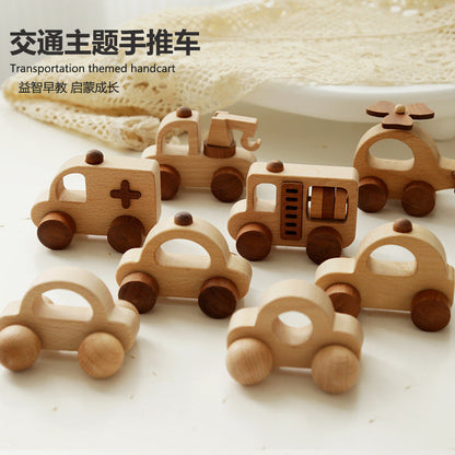 Natural wooden rescue vehicle and transportation set detail image 32