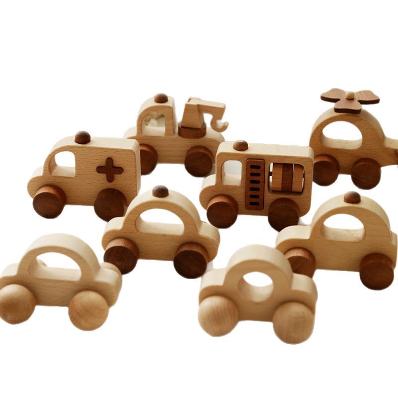 Natural wooden rescue vehicle and transportation set detail image 52