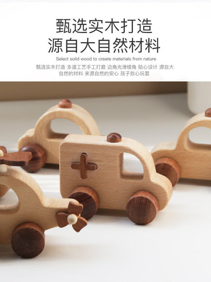 Natural wooden rescue vehicle and transportation set detail image 54