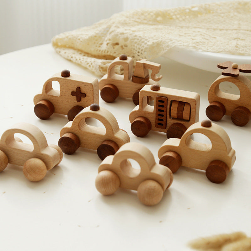 Natural wooden rescue vehicle and transportation set detail image 55