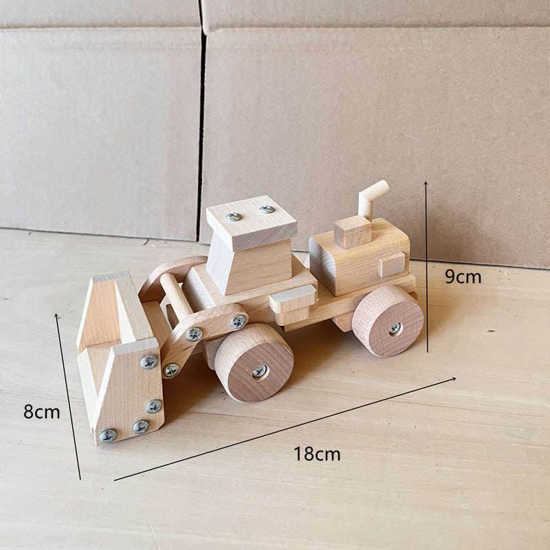 Kinmilo natural wooden toy vehicles – construction trucks and miniature emergency vehicles