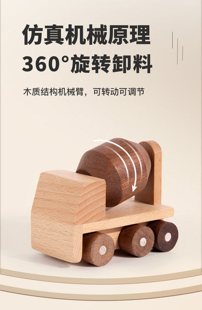 Kinmilo wooden toy cars – natural solid wood construction and moving wheels