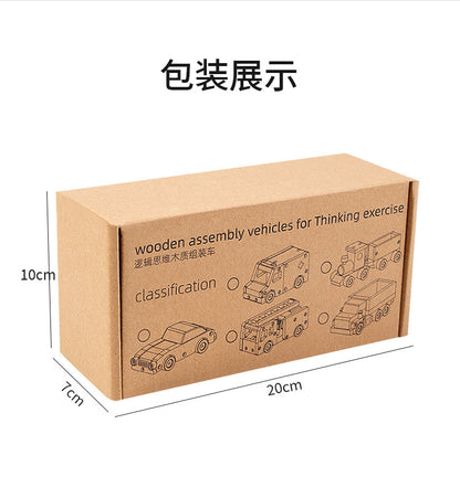 Kinmilo wooden toy cars – natural solid wood construction and moving wheels