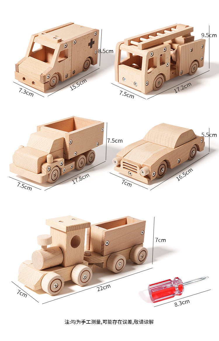 Kinmilo wooden toy cars – natural solid wood construction and moving wheels