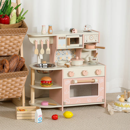 Kinmilo pink wooden play kitchen detail and product specifications image 4