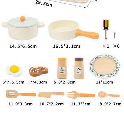 Wooden tabletop pretend cooking kitchen, clock kitchen or mint stove, detailed view 17
