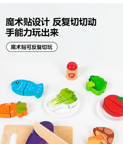 Kinmilo tabletop wooden pretend play kitchen, stove cooking accessories, illustrated play activity or specifications photo 63
