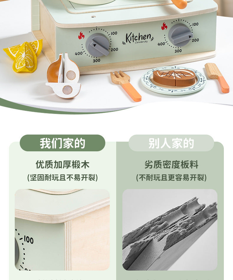 Kinmilo tabletop wooden pretend kitchen, role play and component details photo 80