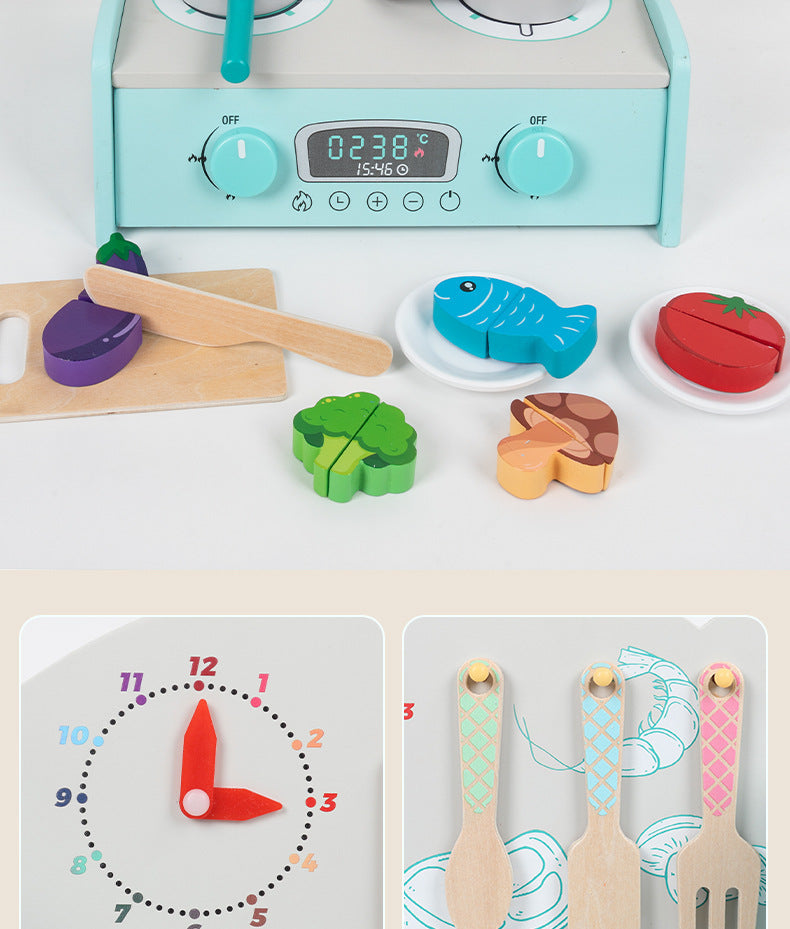 Kinmilo tabletop wooden pretend kitchen, role play and component details photo 81