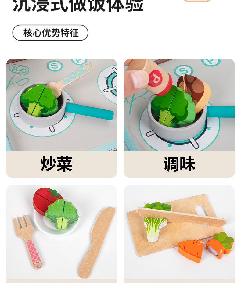 Kinmilo tabletop wooden pretend kitchen, role play and component details photo 85