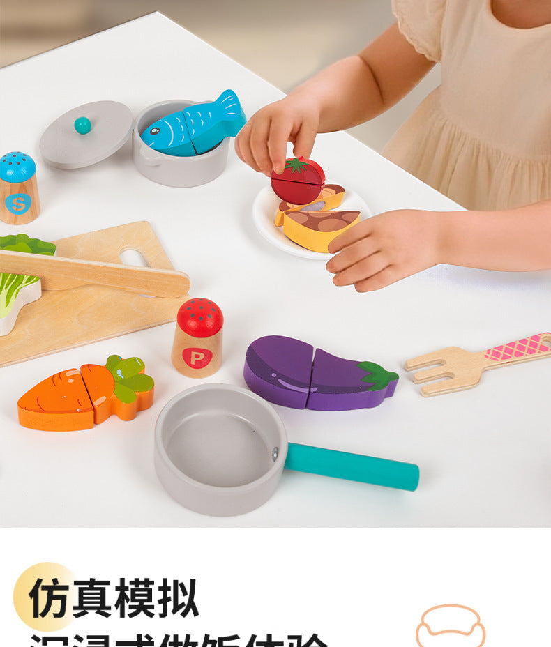 Wooden tabletop kitchen toy illustrated parts dimensions color variant and pretend cooking photograph 93