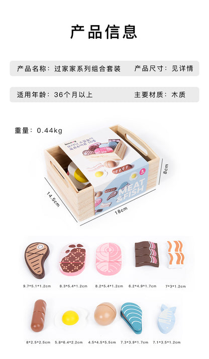 Kinmilo wooden pretend food grocery market play set with selected crate themes and wooden food pieces photo 132