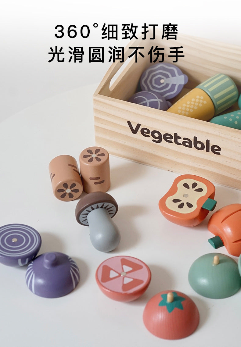 Kinmilo wooden pretend food grocery market play set with selected crate themes and wooden food pieces photo 138