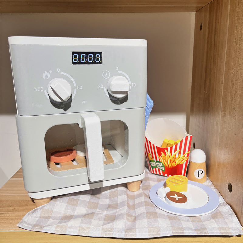 Kinmilo wooden pretend kitchen appliance & home role play set, style and accessory detail 8