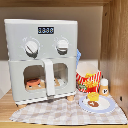 Kinmilo wooden pretend kitchen appliance & home role play set, style and accessory detail 8