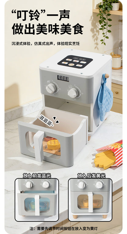 Kinmilo wooden pretend kitchen appliance & home role play set, style and accessory detail 2