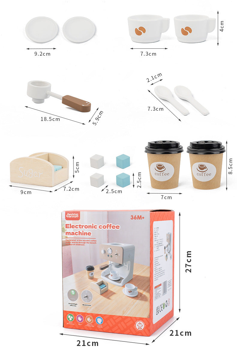Kinmilo wooden pretend kitchen appliance & home role play set, style and accessory detail 7