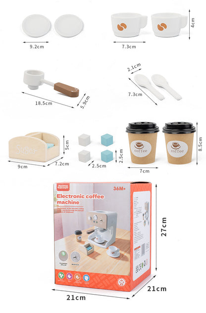 Kinmilo wooden pretend kitchen appliance & home role play set, style and accessory detail 7