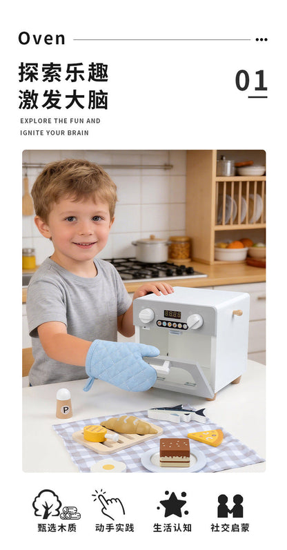 Kinmilo wooden pretended kitchen appliances variants, recipe and fine motor play activity image 47