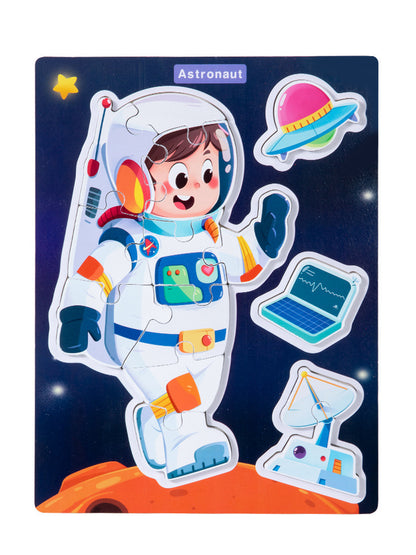 Astronaut wooden learning puzzle board