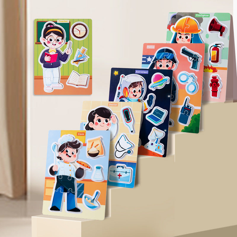 Six career wooden picture puzzle varieties