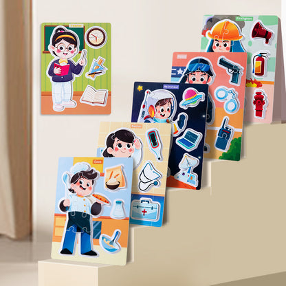 Six career wooden picture puzzle varieties