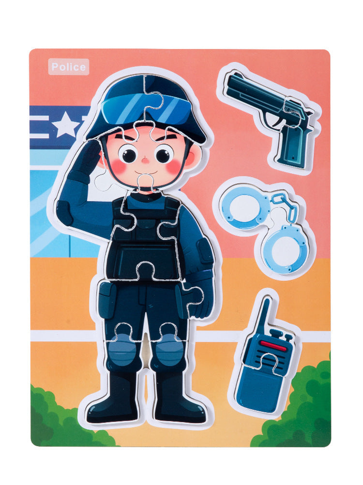 Police officer wooden occupation puzzle