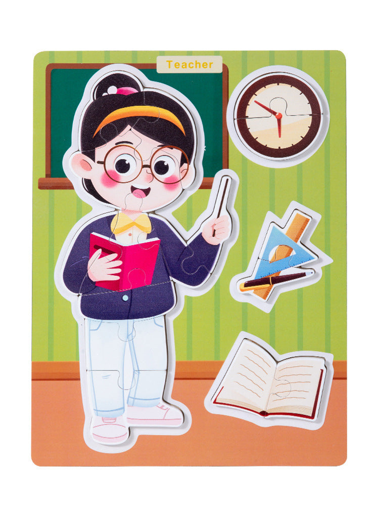 Teacher community helper wooden matching puzzle