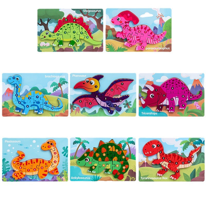 Kinmilo wooden numbered dinosaur jigsaw puzzle, 8 designs and detailed photo 1
