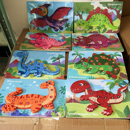 Kinmilo wooden numbered dinosaur jigsaw puzzle, 8 designs and detailed photo 3
