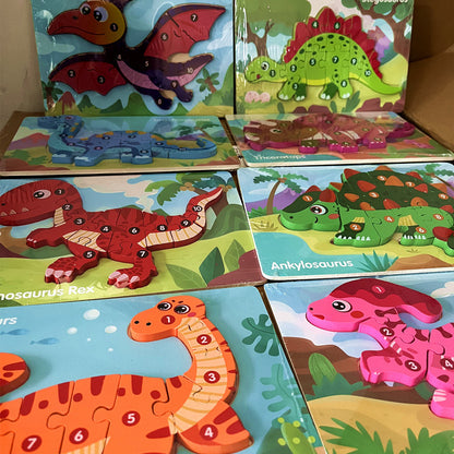 Kinmilo wooden numbered dinosaur jigsaw puzzle, 8 designs and detailed photo 5