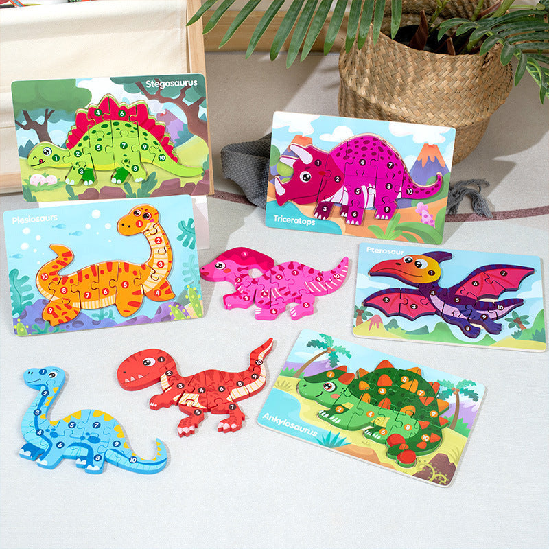 Kinmilo wooden dinosaur 3D numbered puzzle, hands-on Montessori matching and theme photo 13