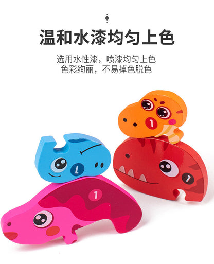 Kinmilo wooden dinosaur 3D numbered puzzle, hands-on Montessori matching and theme photo 16