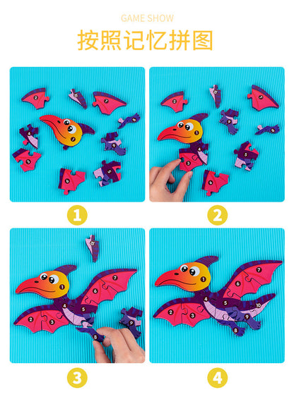 Kinmilo wooden dinosaur 3D numbered puzzle, hands-on Montessori matching and theme photo 17
