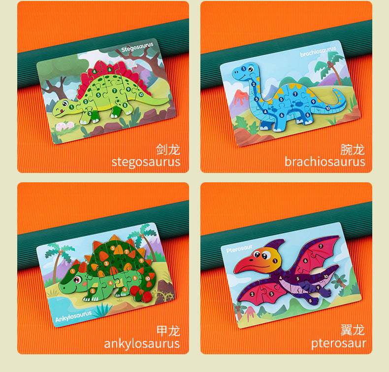 Kinmilo wooden dinosaur 3D numbered puzzle, hands-on Montessori matching and theme photo 18