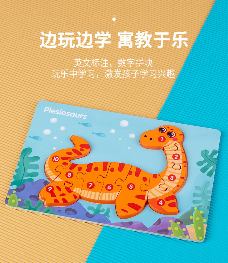 Kinmilo wooden dinosaur 3D numbered puzzle, hands-on Montessori matching and theme photo 23