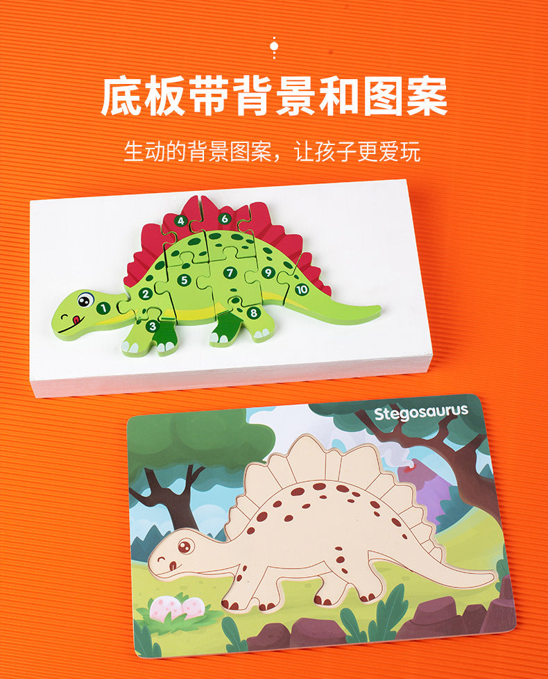 Kinmilo wooden dinosaur 3D numbered puzzle, hands-on Montessori matching and theme photo 25