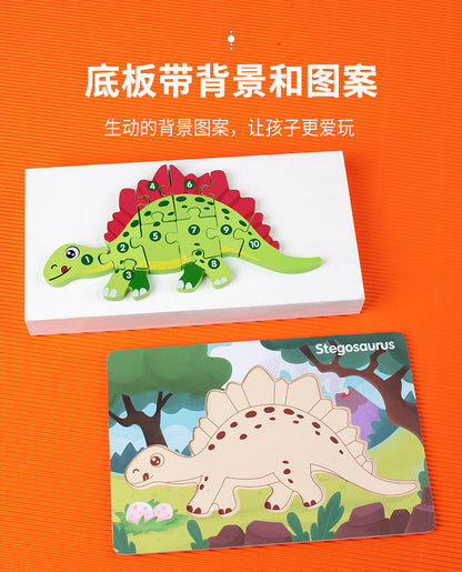 Kinmilo wooden dinosaur 3D numbered puzzle, hands-on Montessori matching and theme photo 25