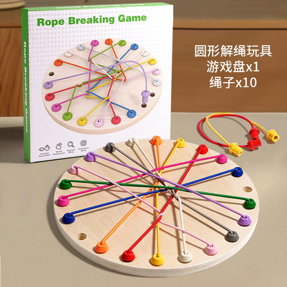 Kinmilo round wooden rope untangling and magnetic chess learning board, photo 1