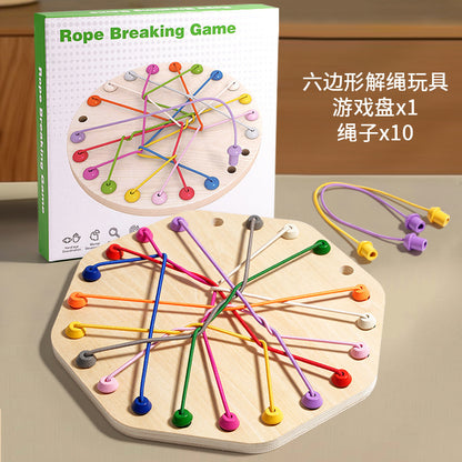 Kinmilo round wooden rope untangling and magnetic chess learning board, photo 6