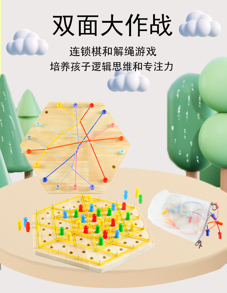 Kinmilo round wooden rope untangling and magnetic chess learning board, photo 8