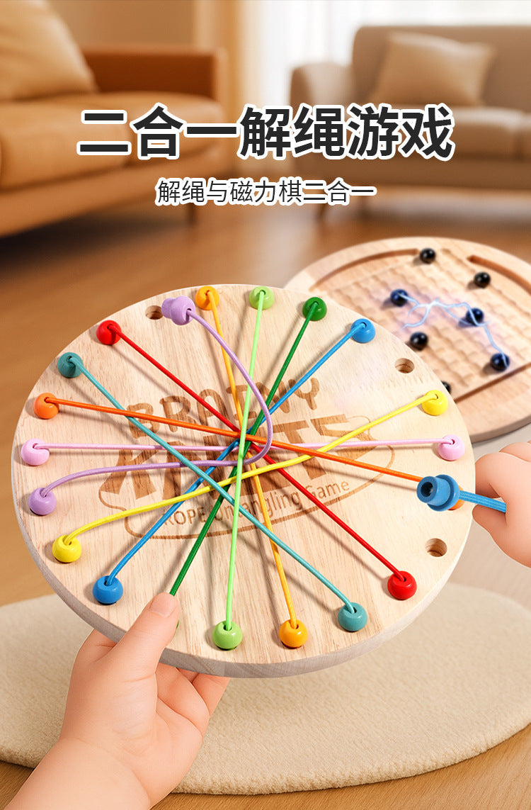 Kinmilo wooden rope untangling and magnetic logic board, fine-motor parent guided play detail 16