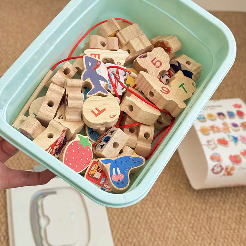 Kinmilo wooden illustrated lacing beads hands-on learning activity photo 7