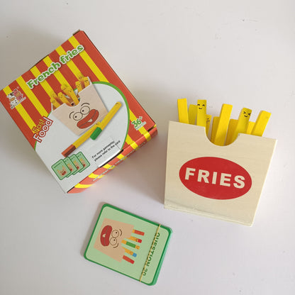 Kinmilo wooden hamburger, fries and pretend fast food café educational play set – detail 2