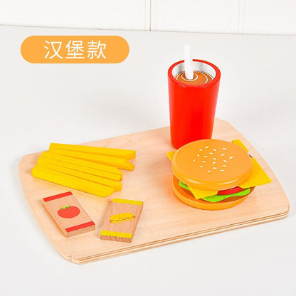 Kinmilo wooden pretend food burger and fries play accessory, recipe, size or detail photo 16