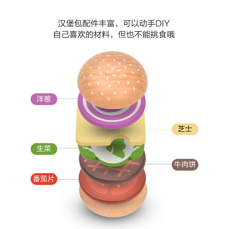 Kinmilo wooden pretend food burger and fries play accessory, recipe, size or detail photo 18