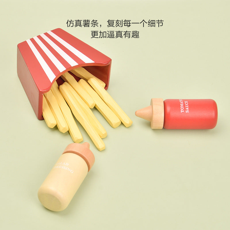 Kinmilo wooden pretend food burger and fries play accessory, recipe, size or detail photo 23